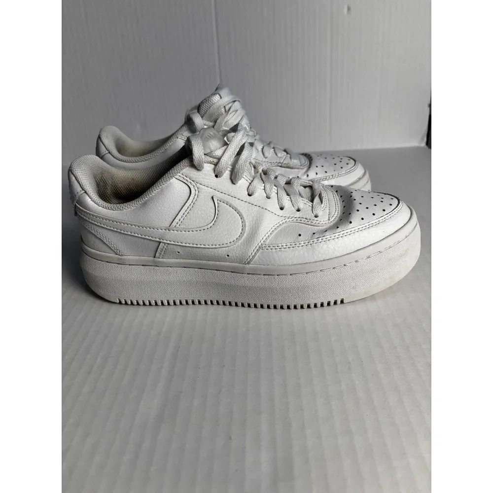Nike Men's‎ Court Vision Alta Leather platform sneakers in triple white size 10